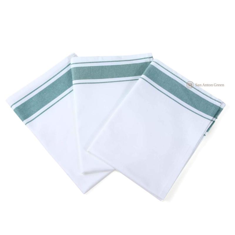 San Anton Green グラスタオル 食器拭き グラス拭き 糸くずの出ない 大判 吸水 布巾 飲食店用 プロ仕様 綿100％ 業務用 70cm×50cm (3枚組)