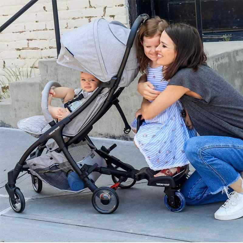 beberoad 2 イン 1ベビーカーボード ベビーカーステップ ステップボード 取り外し可能シート付 快適乗り心地 上15ヶ月〜5年の子供に適用 耐荷重25kg 取付簡単＆収納便利