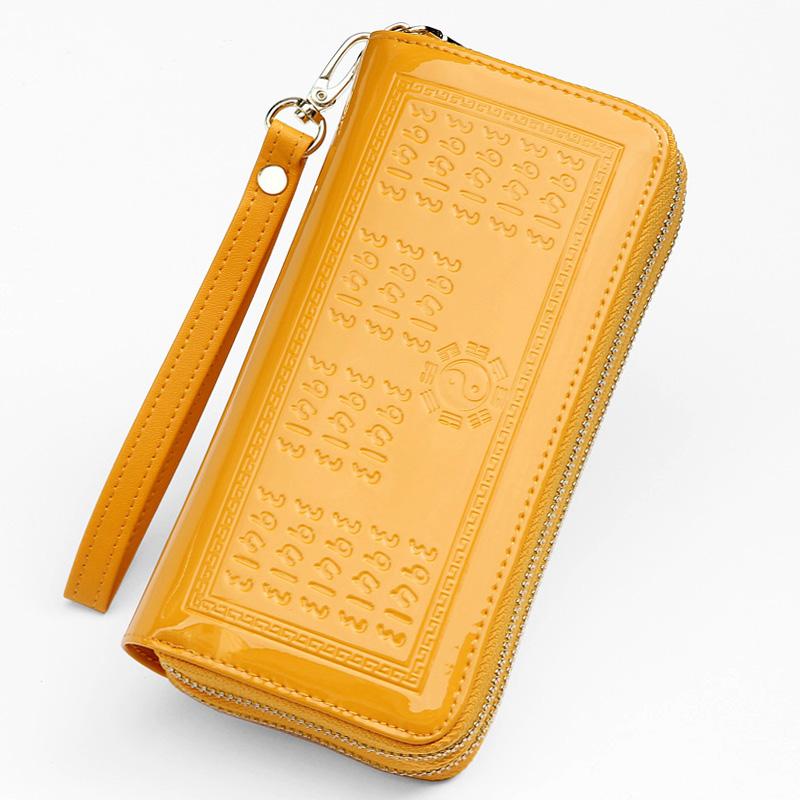 小銭入れ ウォレット カード入れ ラウンドファスナー 多機能 財布 長財布 レザー ゴールデン イエロー..