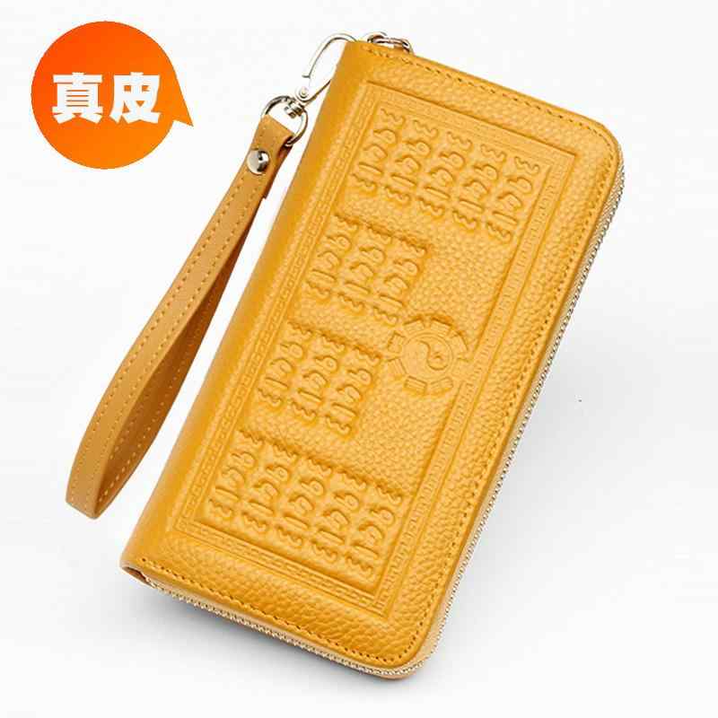 小銭入れ ウォレット カード入れ ラウンドファスナー 多機能 財布 長財布 レザー 革 バッグ フォーチュン ウォレット レディース イエロー ロング 牛革 スマートフォン カードホルダー 一 体型 デュアル ハイエンド メンズ高 価値(4)