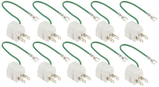 サンワサプライ(Sanwa Supply) 3P→2P変換アダプタ 10個セット 端子絶縁カバー付き TAP-AD1NB サンワサプライ(Sanwa Supply) 3P→2P変換アダプタ 10個セット 端子絶縁カバー付き TAP-AD1NB