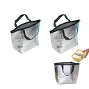 Doyime 保冷バッグ 両面アルミ保冷バッグ (2個セット) 保冷ランチバック クーラーバッグ ランチバッグ お弁当袋 アルミバッグ 収納バッグ 保冷 保温 防水 軽量 おりたたみ可能 大容量 コン(3)