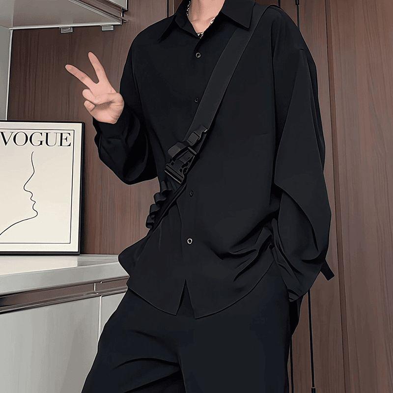 カジュアル 通勤 仕事 メンズ シャツ きれいめ ブラック DK シャツ 半袖 メンズ 夏 キューバ カラー 冷感 スーツ インナーウェア 高級 七分袖 ジャケット