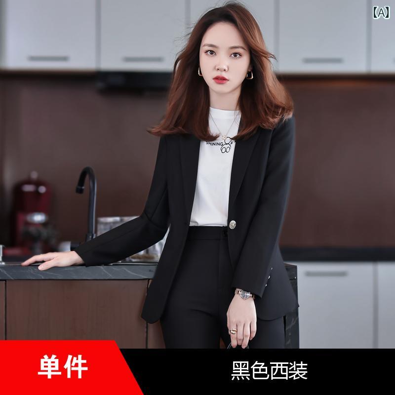 チュニック レディース おしゃれ ファッション ショート ウエスト ジャケット コート セット 春秋 スリムフィット フォーマル ビジネスウェア ブラック ネイ...