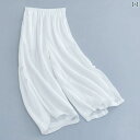 ワイドパンツ レディース涼しい素材ウエスト楽ちんパンツ 体型カバー 夏服ゴム入り