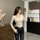 ポロシャツ レディース 半袖 ホルターネック ニット 長袖 Tシャツ シャツ レディース スリム ショート ホット ガール ハイエンド インナートップ 秋冬