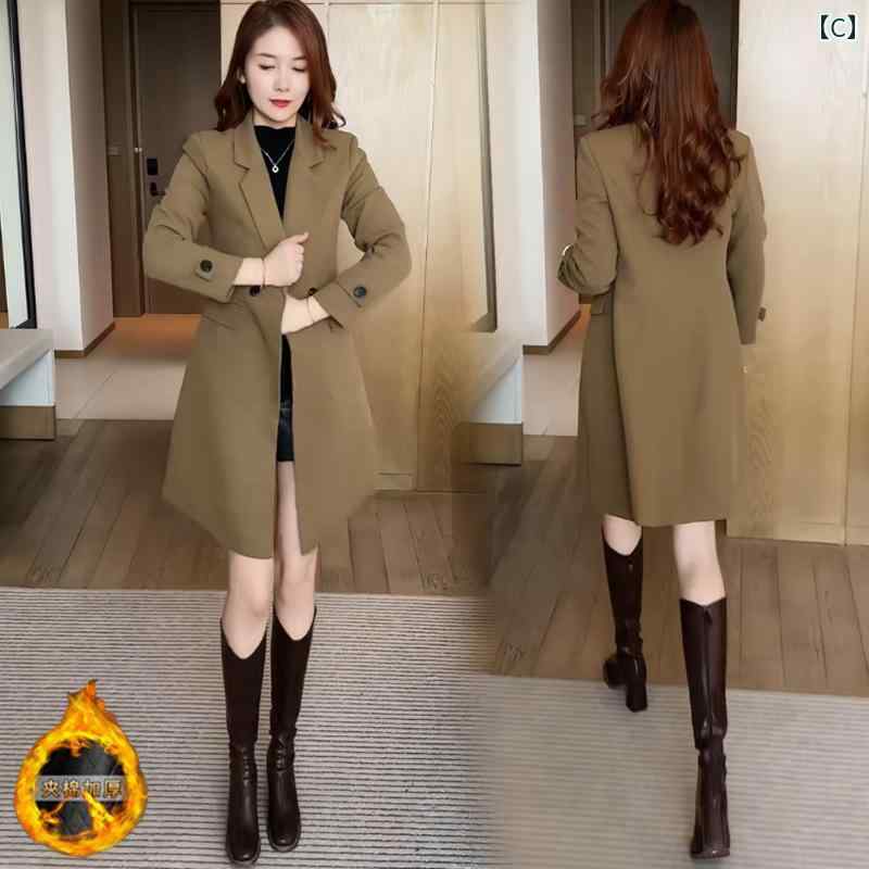 チュニック レディース カジュアル おしゃれ ファッション トレンチ ウエスト ジャケット コート ミドル丈 春秋 スリム 厚手 キルティング コットン レッド ブラック カーキ