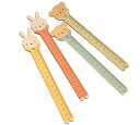 moin moin 定規 じょうぎ 動物 アニマル うさぎ 熊 クマ 兎 木製 4種セット (青/黄色/緑/オレンジ)