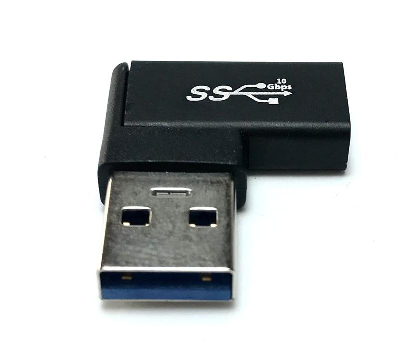 Access 【 左L型 10Gbps 】USB-C メス to USB-A オス 変換アダプタ 10Gbps USB3.2 Gen2 高速転送 左L字型コネクタ TypeC メス - Type-A オス + マイクロファイバークロス付き EC82-1P