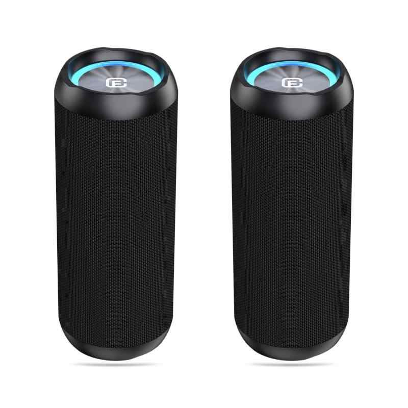 40s Bluetooth スピーカー 5.3 防水 防塵 ブルートゥーススピーカー 48時間 長時間再生 重低音 大音量 ステレオ LED 光る ワイヤレス ポータブル アウトドア 風呂 SDカード ハンズフリー 通話 TWS TF P