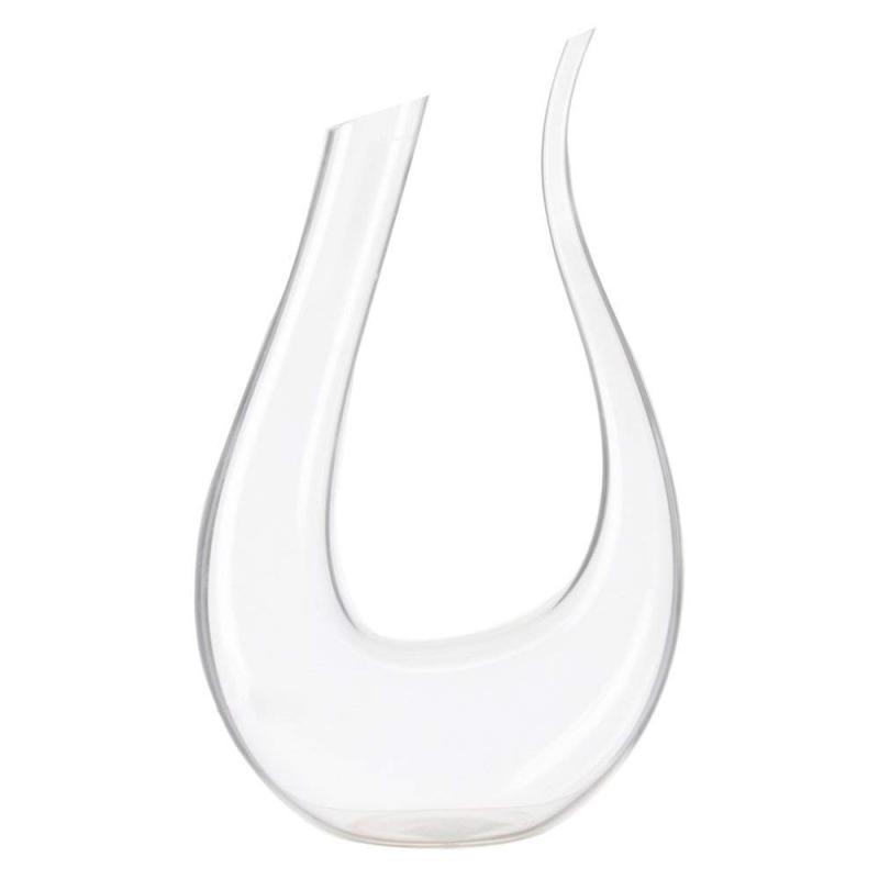 【morningplace】 U字型 ホーン ワイン ウィスキー デカンタ クリスタルガラス 1200ml