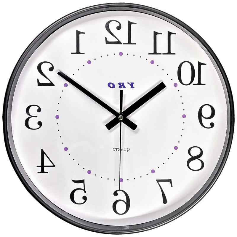 YRO ミラー時計 掛け時計 逆転時計 逆回り 反転時計 鏡に映して使う 壁掛け時計 美容院 理容院 洗面所 ダンス教室(3)