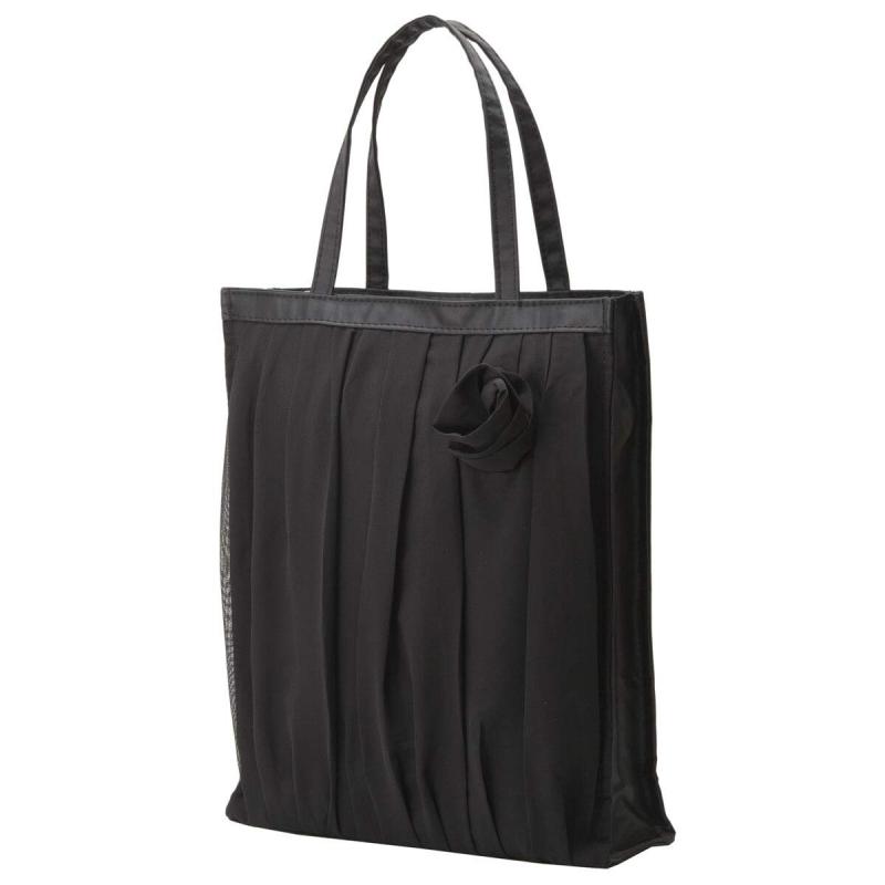 [ピエナ]ポリエステル シフォン 花モチーフ 軽量 ブラック 黒 冠婚葬祭 選べる2タイプ フォーマルバッグ レディース No.39770