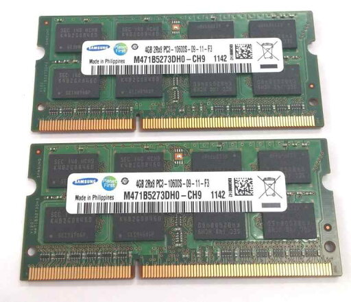 DDR3 PC3 4GB 2枚セット サムソン製 PC3-10600S-09-11-F3 204pin DDR3-SDRAM S.O.DIMM バルクメモリー DDR3 PC3 4GB 2枚セット サムソン製 PC3-10600S-09-11-F3 204pin DDR3-SDRAM S.O.DIMM バルクメモリー