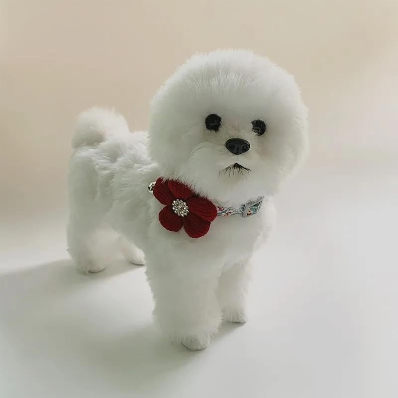 ペット 首輪 猫 犬 カラー 猫用 犬用 小型犬 ニット 編み物 花 フラワー ラインストーン キラキラ プリ..