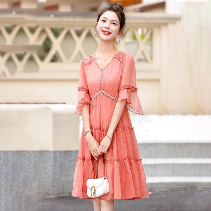 プリーツ ロング マキシ丈 きれいめ Aライン フレア 大人 シフォンドレス ワンピース レディース ラシャペル シフォンワンピース レディース 2025夏 年齢を 感じさせにくい の ハイエンド 十三 線 ミニ スカート