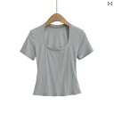 シャツ ブラウス ワンピ Aライン 18 色の カー ダシ アンは U 襟の高 弾の 短い t シャツ レディース 夏の 新型の ギャルの 基礎の ネット 版の 臍の 小さい 上着を 現します。