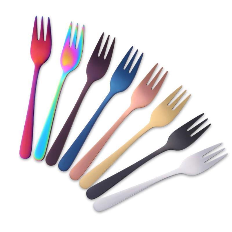 5本+1本 ステンレス フォーク ミニ ケーキフォーク デザート フルーツ サラダフォーク(3)