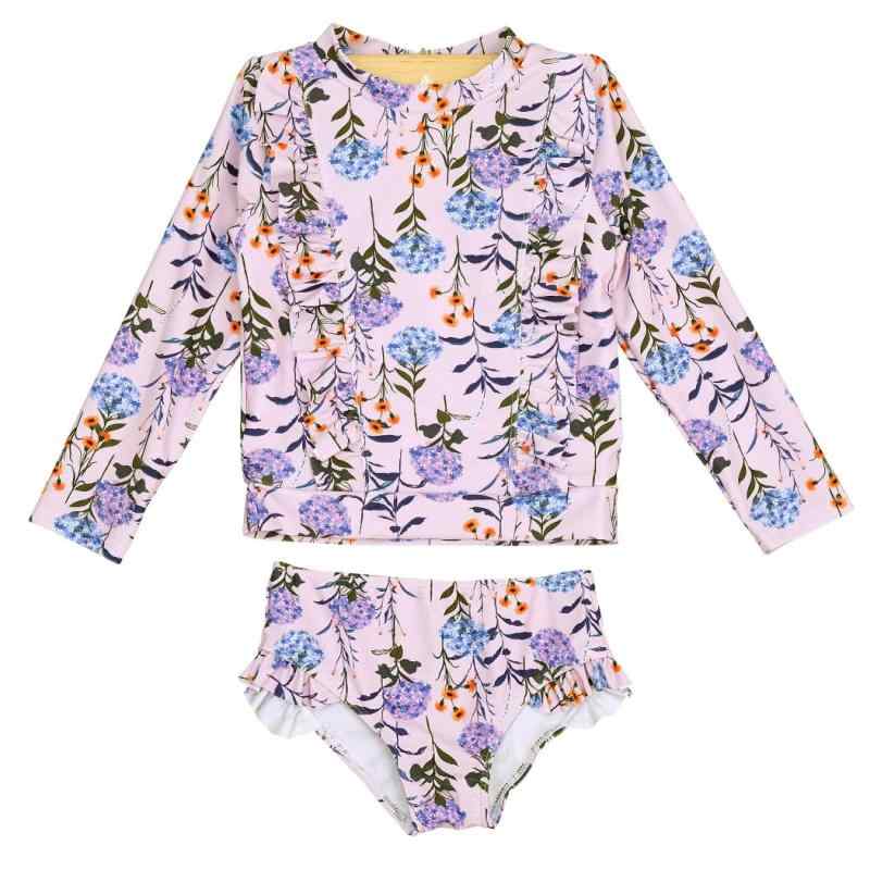[Teddy] キッズ 水着 女の子 セパレート 長袖ラッシュガード ショーツ 2点セット 露出控えめ kids440