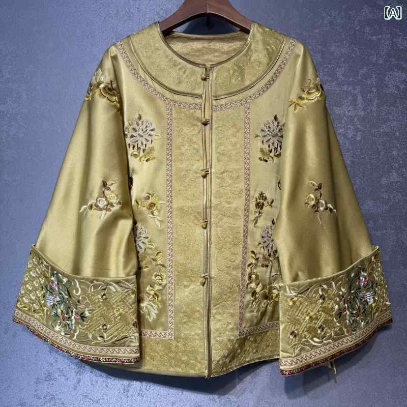 カジュアル おしゃれ レディース トップス きれいめ 秋服 レトロ 刺繍の チャイナ風 ジャケット レディ..