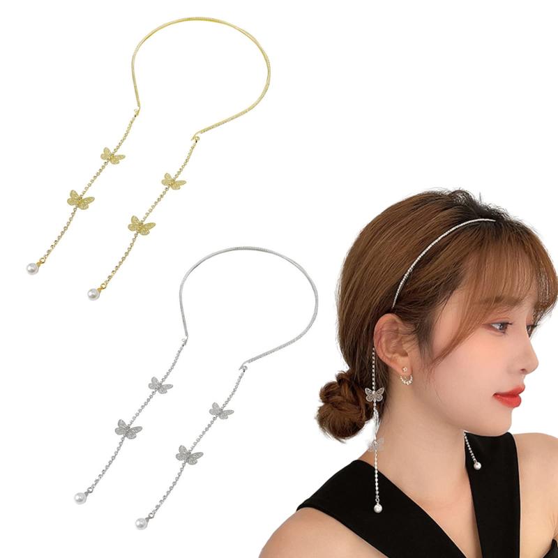 Doyime カチューシャ パール 可愛い 前髪 髪留め 髪飾り ヘアアクセサリー ヘアアレンジ レディース 子供大人兼用 耳飾り 金 銀 2本セット ヘッドドレス ゴールド シルバー