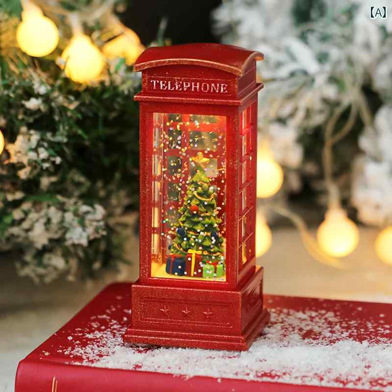 おしゃれ アンティーク おもちゃ インテリア 雑貨 インテリア オブジェ サンタ クリスマスの 電話 ボックス 油絵の デスク トップの 装飾 クリスマス ツリーの 小さい 飾り 雪だるま 女の子 ホリデーギフトに 輝く 老人