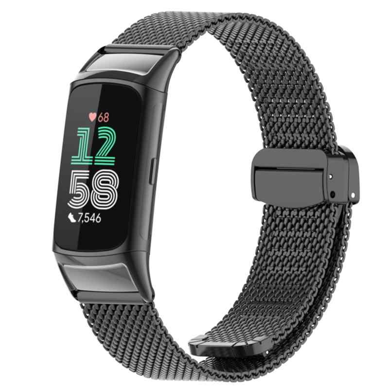 For Fitbit Charge 6専用バンド 時計バンド 磁気クラスプ 金属ベルト Fitbit Charge 6ベルト 工具不要 長さ調整可能 交換バンド(2)