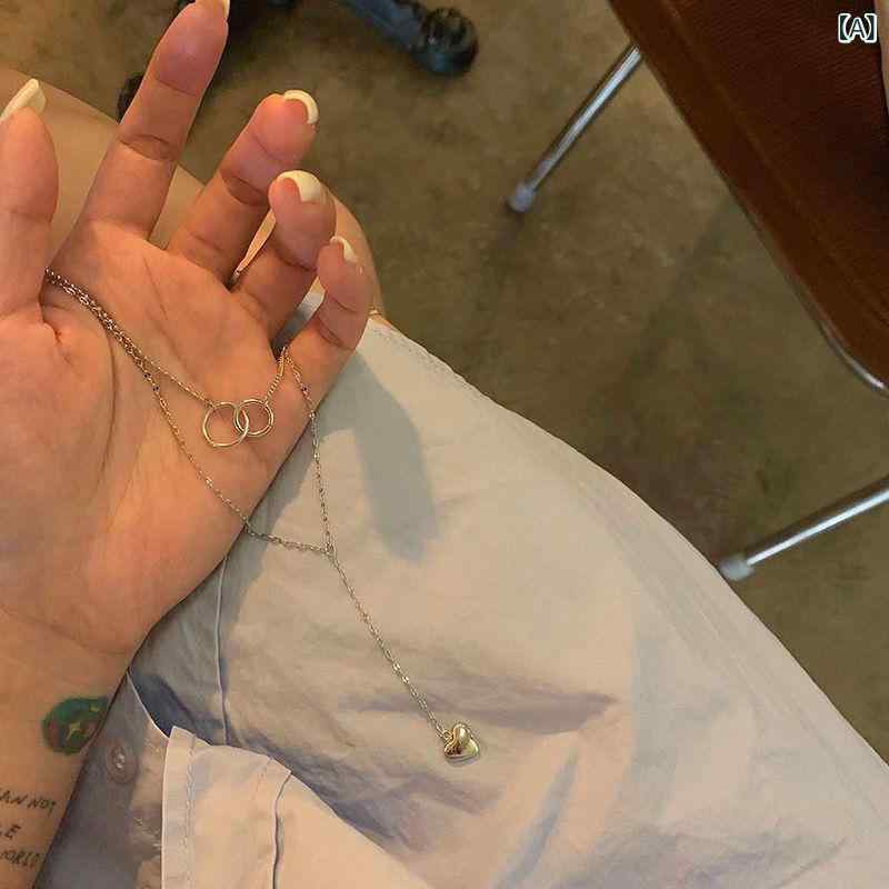 ネックレス レディース オープンハート クールな 女の子 塩 系の 二 重の 愛の ネックレス 年の 新型の..