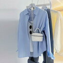 シャツ レディース 長袖 トップス 秋 UVカット ブラウス 切り替え 立体柄 通勤 オフィス カジュアル ポリエステル ライトブルー|詳細画像