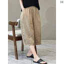 ワイドパンツ レディース涼しい素材ウエスト楽ちんパンツ 体型カバー 夏服ゴム入り