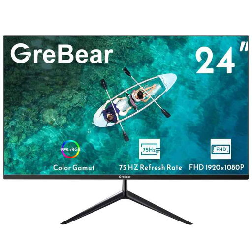 GreBear 24インチコンピューターモニター 60Hz FHD IPSスクリーン 1080P PCモニター 内蔵スピーカー 5ms(GTG)応答時間 99% sRGB 低ブルーライト 反射防止LEDデスクトップディスプレイ HDMI/VGA/Audi GreBear 24インチコンピューターモニター 60Hz FHD IPSスクリーン 1080P PCモニター 内蔵スピーカー 5ms(GTG)応答時間 99% sRGB 低ブルーライト 反射防止LEDデスクトップディスプレイ HDMI/VGA/Audi