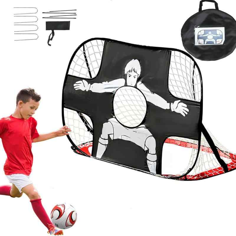 MEOTDEOY サッカーゴール ポータブル 折りたたみ 一台二役 ポップアップサッカーゴール（ブラック、サ..