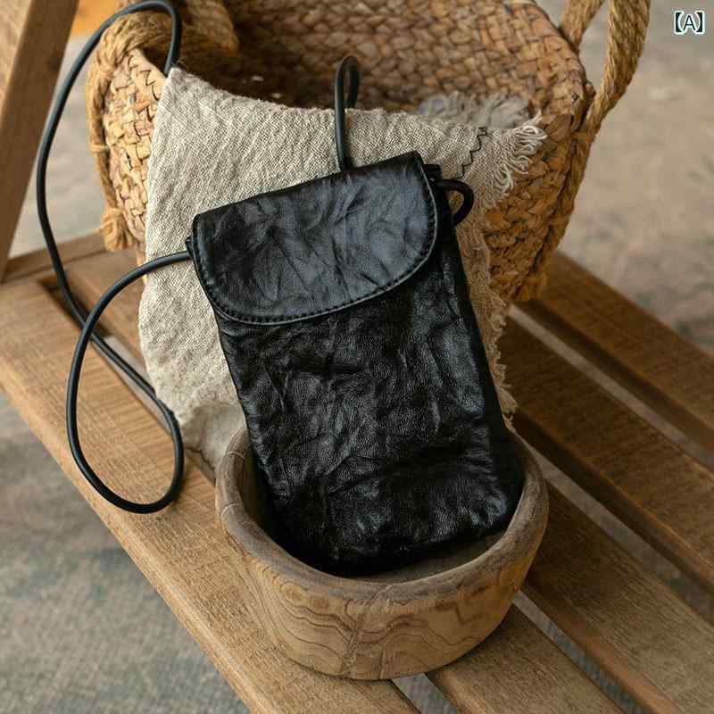 Ruqi 革 スマートフォン バッグ レディース クロス ボディ ミニ 軽量 小型 ショルダーバッグ シープスキン