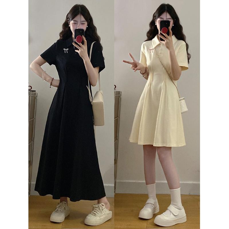 カジュアル ワンピース シンプル 大きいサイズ 大きいサイズ 少し 太めの 女子 ドレス 女性 夏用 黒 カジュアル スカート 太め mm お腹 カバー 痩せ シャツ
