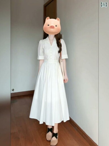 カジュアル ワンピース シンプル 大きいサイズ XZY / Xin Zhengyan 太い mm フレンチ 通勤 ホワイト シャツ ワンピース レディース 夏 ポロ カラー ウエスト ロング スカート カジュアル ワンピース シンプル 大きいサイズ XZY / Xin Zhengyan 太い mm フレンチ 通勤 ホワイト シャツ ワンピース レディース 夏 ポロ カラー ウエスト ロング スカート