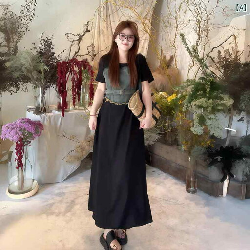 カジュアル ワンピース シンプル 大きいサイズ 大きいサイズ 婦人服の つなぎ合わせ デニム ベルト ワンピース 夏 やや 太め mm 体型カバー 痩せ ロング スカート カジュアル ワンピース シンプル 大きいサイズ 大きいサイズ 婦人服の つなぎ合わせ デニム ベルト ワンピース 夏 やや 太め mm 体型カバー 痩せ ロング スカート