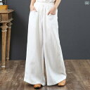ワイドパンツ レディース涼しい素材ウエスト楽ちんパンツ 体型カバー 夏服ゴム入り