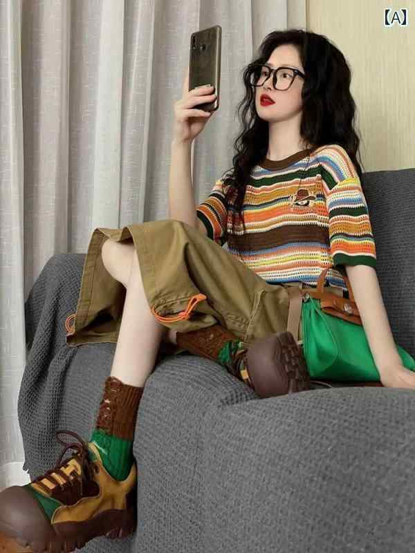 韓国ファッション セットアップ レディース 春夏 体型カバー おしゃれ 大人かわいい ゆったり 2点セット トップス ボトムス