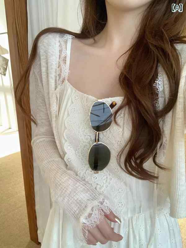 ショート丈 カーディガン 2025 春夏 レースの 短い ニットの スカートの カーディガンの 軽い な シャツは とても きれいで 優しい 上着です。