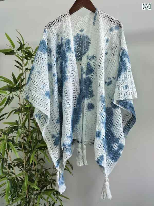 ショート丈 カーディガン 雲南の大 理の 民族の 風は 手で 染めて ゆったりしています。