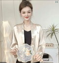 ショート丈 カーディガン 夏のの 薄手 コート v ネックの ゆったりした 長袖 カーディガンの レトロで 魅惑的 プリントの バックルの 外 付け