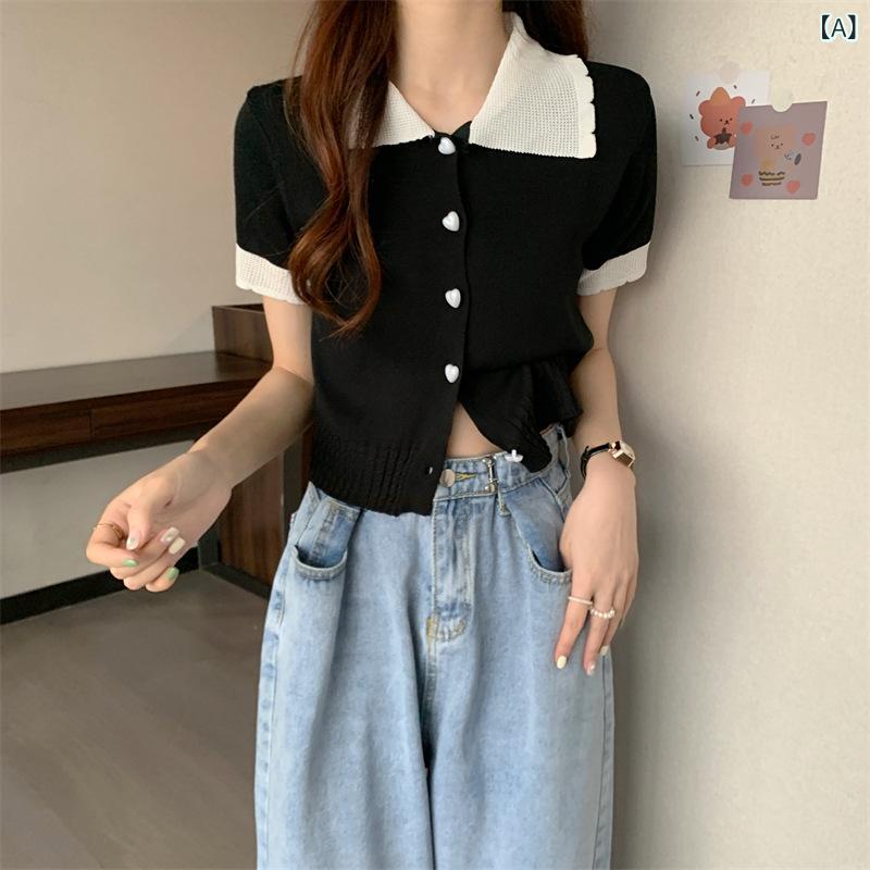 ボレロ フォーマル ホワイト 白 ショート丈 ミニ Vネック 子供の 襟の 氷の 糸の ニットの 短い 上着と高 腰の ズボンの 夏の 感の 小さい 大衆の 独特な 半袖の t シャツ 女性