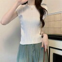 ボレロ フォーマル サマーニット シャツ トップス 半袖 パフスリーブ サマーニット シャツ トップス 半袖 パフスリーブ 夏 プルオーバー t シャツ レディース 感 縦縞 バブル スリーブ スリム ニット 半袖 トップス