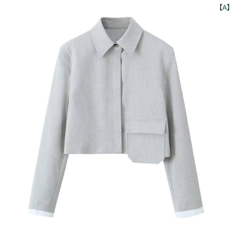 レディース セットアップ ジャケット り 秋型 パッチポケット 付き 長袖 ショート ジャケット