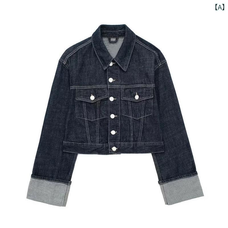 レディース セットアップ ジャケット 2025 新型 婦人服 巻き 袖 デニムジャケット 巻き ズボン 欧 欧米 クロスボーダー カジュアル ファッション スーツ