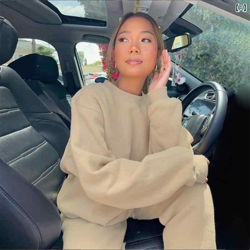 レディース セットアップ ジャケット 2025 欧米の 春秋 色の 丸 首の 頭の ズボンの レディースファッションの カジュアル 長袖の ガードルの スーツ