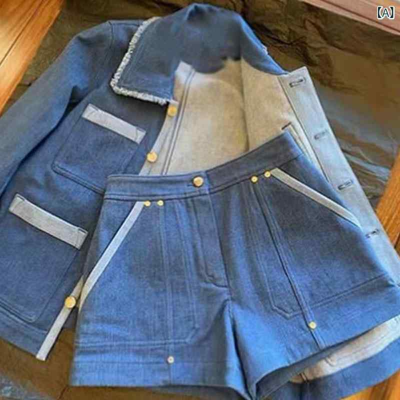 レディース セットアップ ジャケット 新型 春 婦人服 デニムコート ワイド パンツ 2点 セット カジュア..