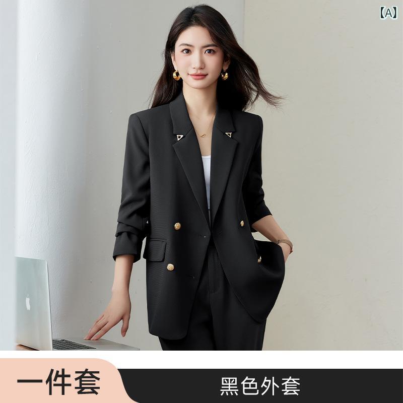 レディース セットアップ ジャケット 高級 感 ダブル ボタン 長袖 スーツ 職業 スーツ 女性 お姫様 範 職場 通勤 スーツ 作業着