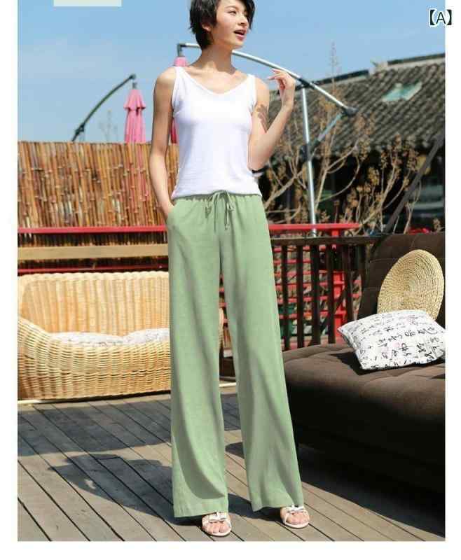 レディースワイドパンツ シンプル 大人カジュアル 夏の 涼しい ズボンの カジュアル ズボンの ファッションの 腰が ゆったりしていて やせています。