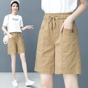 レディースワイドパンツ シンプル 大人カジュアル 薄手 タイプの 工 装 半 ズボンの レディース家の 韓国 夏の ファッションの 洋風の な 風の レジャーの 運動の ストレートな ズボン